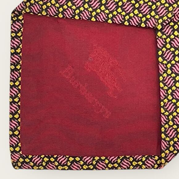 VTG Burberrys Geometric Print 100% Silk Necktie Tie Luxury Sophisticated Gift - Picture 5 of 6